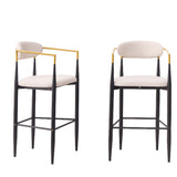 Upholstered Bar Stool With Ergonomic Design (Set of 2)