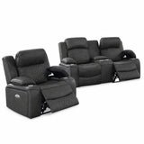 Power Motion Living Room Set With USB Port, Adjustable Headrest, Cup Holder