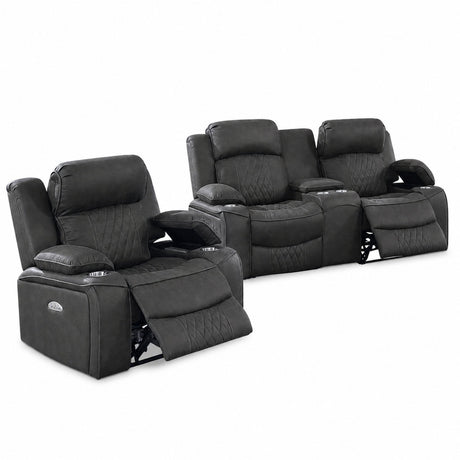 Power Motion Living Room Set With USB Port, Adjustable Headrest, Cup Holder