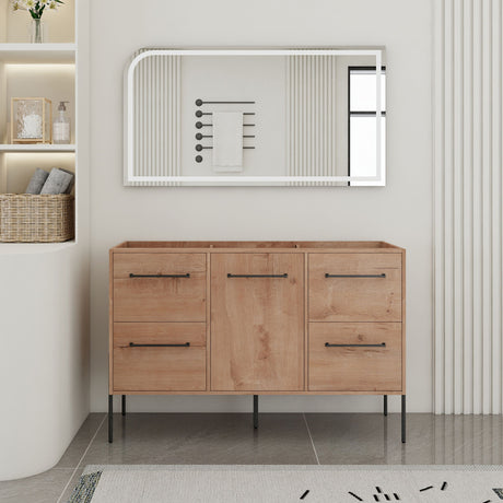 46" Freestanding Bathroom Vanity With Soft Close Doors And 4 Drawers, (Vanity Only) - Imitative Oak