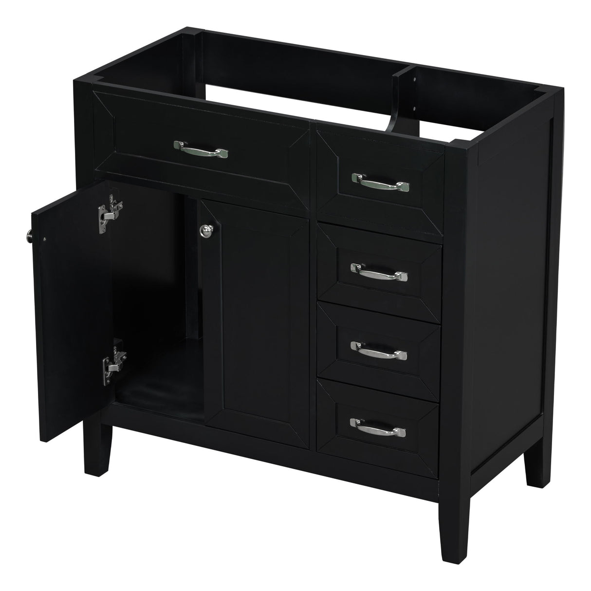 Modern Bathroom Vanity Base Only, 2 Doors And 3 Drawers