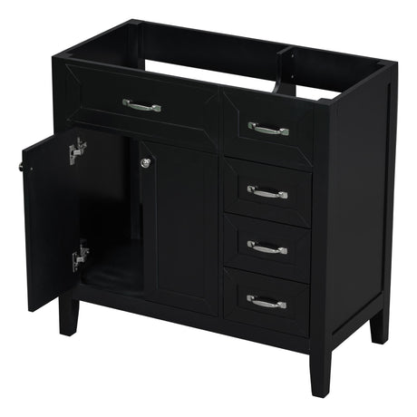 Modern Bathroom Vanity Base Only, 2 Doors And 3 Drawers