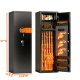 High Large Capacity Mechanical Gun Safe For Rifles & Handguns, Digital Password Lock, Built In Independent Lock Box, Adjustable Shelves - Black