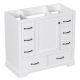 Modern Bathroom Vanity Base Only, 6 Drawer Storage With Adjustable Shelf