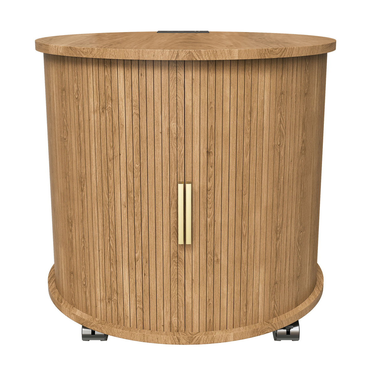 Cylinder Nightstand With Charging Station & Sliding Door