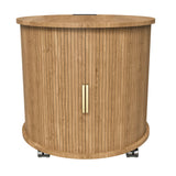 Cylinder Nightstand With Charging Station & Sliding Door