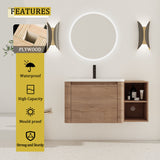 Wall Mounted Bathroom Vanity & Sink, Storage Shelves & Soft Close Door