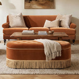 Melinda - Oval Tufted Bullion Fringe Storage Bench