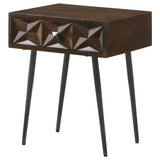 Gibson - Coffee 1 Drawer Rectangular Side Table With Angled Legs - Coffee
