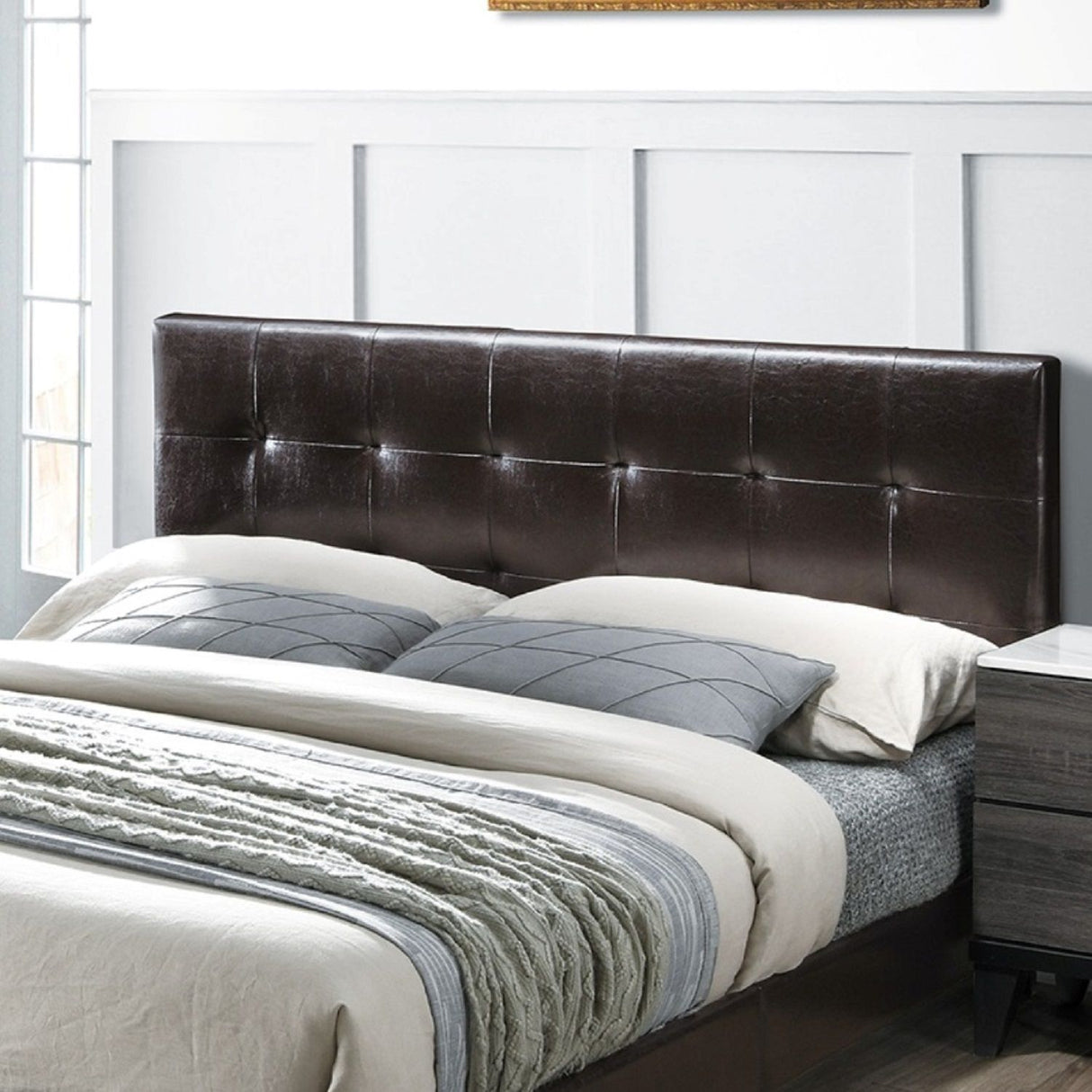 Contemporary Style Bed, Rectangle Headboard