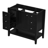 36" Bathroom Vanity Base With 2 Cabinet And 3 Drawers - Black