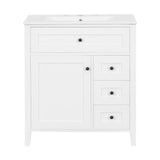 Bathroom Vanity With Sink, 3 Drawers And Adjustable Shelf