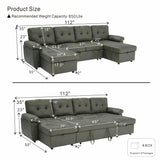 Convertible Sectional Sofa Bed With Pull Out Sleeper And Storage