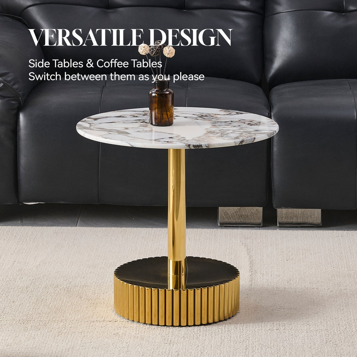 End Table For Living Rooms - Gold / White