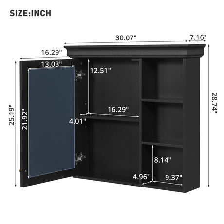 Wall Mounted Bathroom Medicine Cabinet With Mirror And Adjustable Storage With Soft Close Hinges