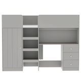 Loft Bed With Built In Wardrobe, Desk, Shelves, And Drawers