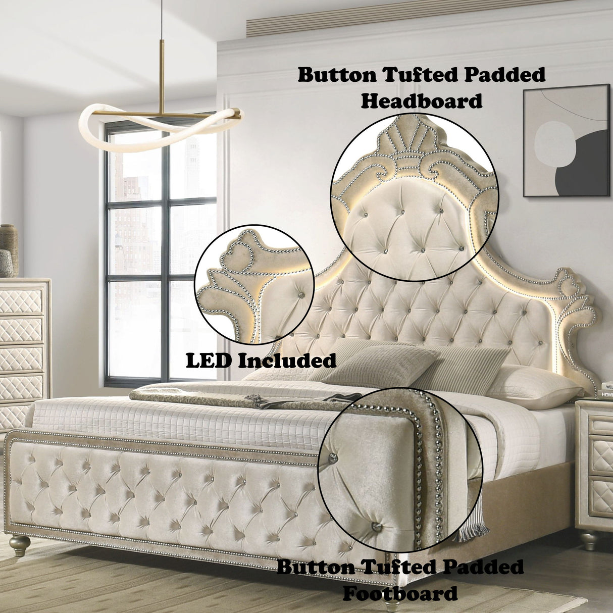 Lucienne - Bed With LED Lighting