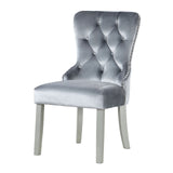 Upholstered Wingback Dining Chair (Set of 2) - Dark Gray / Silver