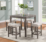 Lucian - Counter Height Pub Table With Tufted Stools