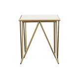 Sinclair - 2 Piece Nesting Table Set With Iron And Luxurious Marble Surface - White / Gold