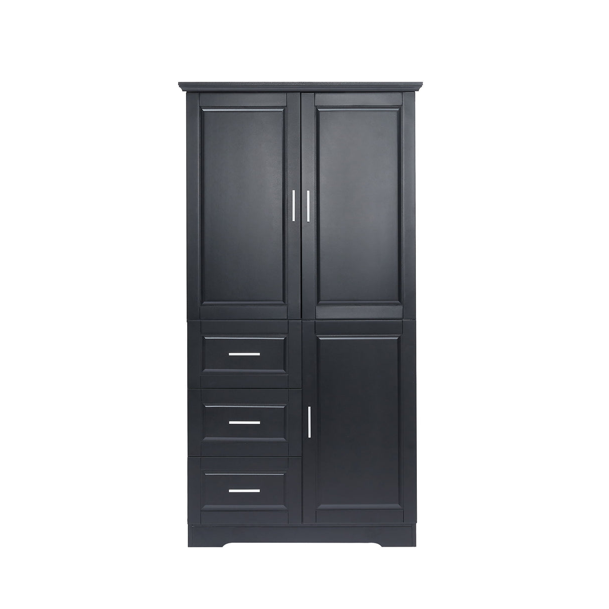 Tall Wide Storage Cabinet With Doors, 3 Drawers