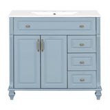 Modern Bathroom Vanity With Sink, 3 Drawers & 2 Doors