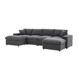 Upholstered Symmetrical Modular Sectional With 6 Seating