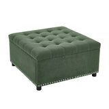 Square Tufted Storage Ottoman With Nailhead Trim