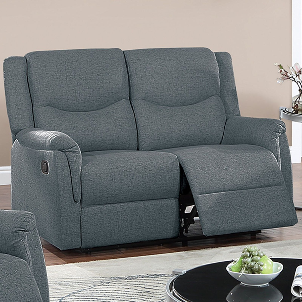 Modern Style Recliner Loveseat With Plush Armrest And Headrest