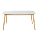 Dining Table With Splayed Rubberwood Legs & Faux Wood Tabletop, - White Oak