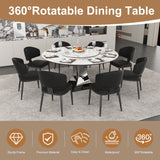 Round Dining Table With 6 Chairs Set - Silver