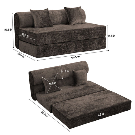 Convertible Design Sofa Bed, 2 Seater Fold Out Floor Couch