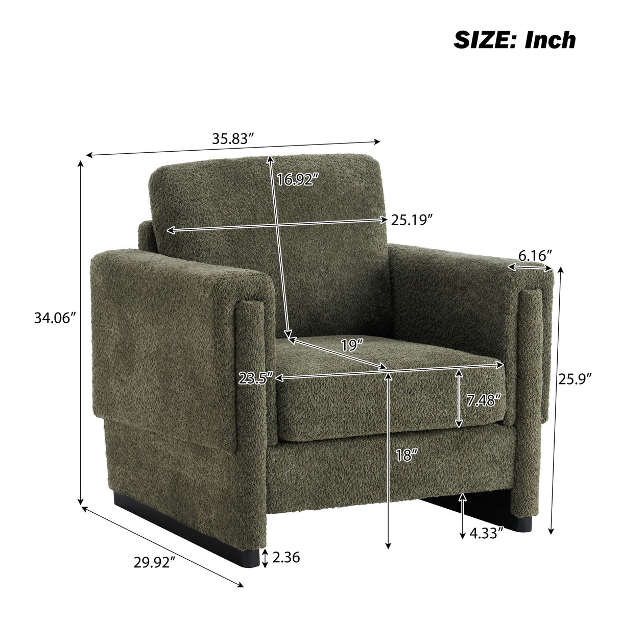 Upholstered Accent Armchair With Square Arm