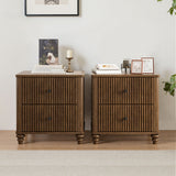 Fluted Nightstand With 3 Drawers