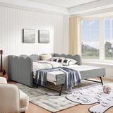 Gingham Daybed With USB Charging Port, Wave-Shaped Design