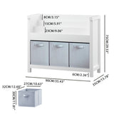 Bookshelf With 3 Tier Front Facing Storage And 3 Bins, Toddler Bookcase For Playroom - White