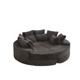 Round Oversized Sofa Bed With 5 Throw Pillows