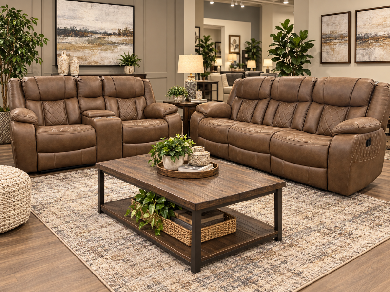 STAD Lux Brown Sofa and Loveseat - 4380305+4380205