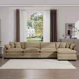 Oversized Modular Cushion Sofa With Ottoman, Low Back, Deep Seating Sofa Set