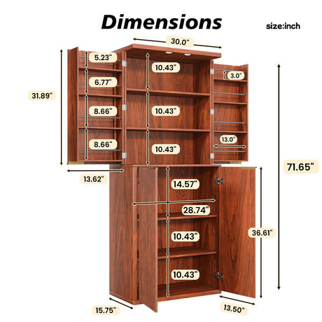 Kitchen Pantry Cabinet With 6 Doors