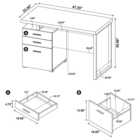 Trowbridge - 3 Drawer Office Desk - Mango Color