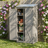 Outdoor Storage Shed With Vertical Tool Cabinet For Backyard