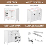 Modern Bathroom Vanity Base Only, 2 Doors And 3 Drawers