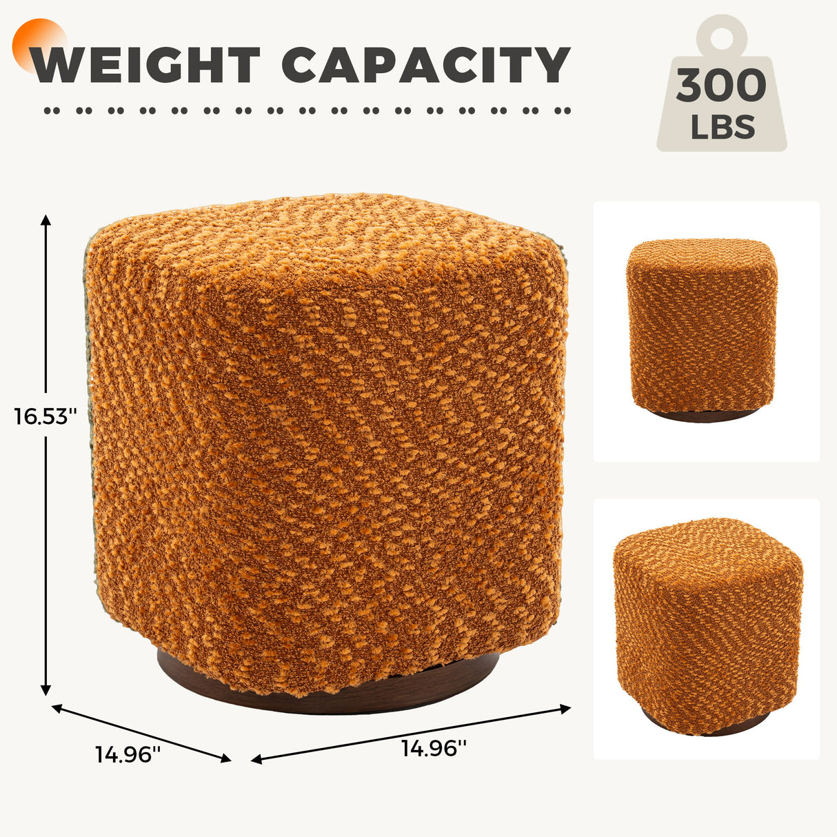 Upholstered 360° Swivel Vanity Stool