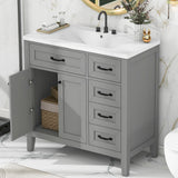 Modern Bathroom Vanity With Sink, Freestanding Design With Drawers And Doors