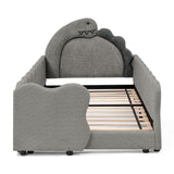 Cute Dinosaur Shaped Bed With Safety Guardrail, Toddler Frame