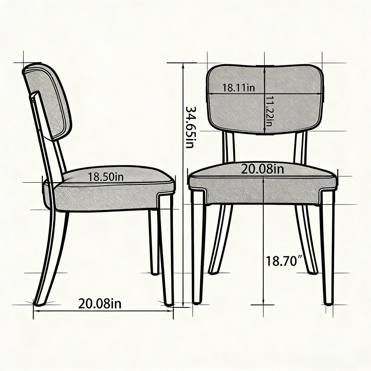 Contemporary Armless Dining Chairs (Set of 2)