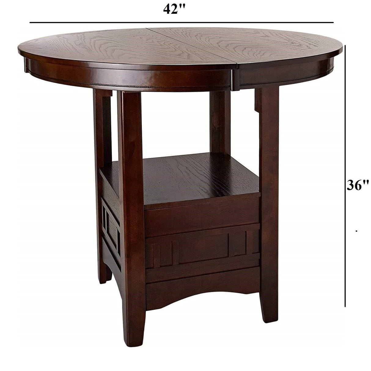Round Counter Height Dining Table Only With Shelves - Brown Mix