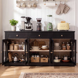 Sideboard Cabinet With 3 Drawers And 6 Arched Glass Doors