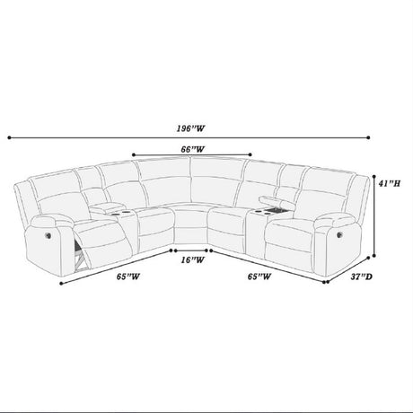 Manual Motion Reclining Sectional LAF / RAF Loveseat With Consoles Cup Holders Upholstered Living Room - Black